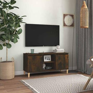 vidaXL Tv-meubel met houten poten 103,5x35x50 cm gerookt, Verzenden