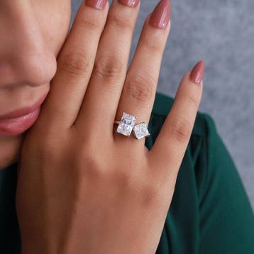 Ring - 14 karaat Witgoud - 4.25ct. tw. Diamant (Lab-grown) -