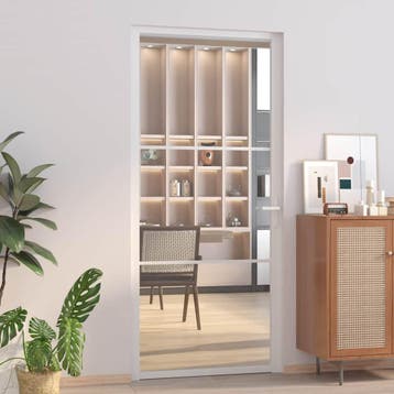 vidaXL Binnendeur 93x201,5 cm ESG-glas en aluminium wit, Verzenden, Nieuw