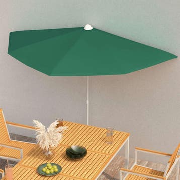 vidaXL Parasol half met paal 180x90 cm groen, Verzenden, Nieuw
