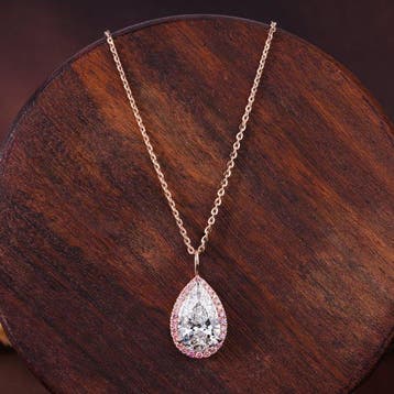 Halsketting - 14 karaat Roségoud - 3.02ct. tw. Diamant