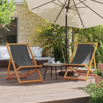 vidaXL Opklapbare stoelen, 2 stuks, grijze stof, Jardin & Terrasse, Chaises de jardin, Verzenden