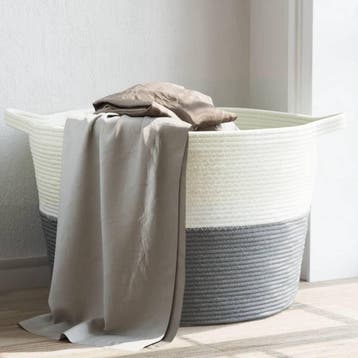 vidaXL Wasmand Ø 60x36 cm katoen grijs en wit, Verzenden, Nieuw