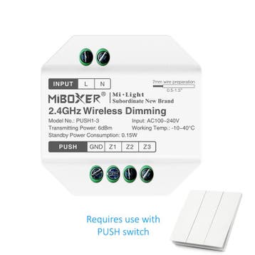 MI-LIGHT PUSH DIM MODULE | 3-ZONES, Verzenden