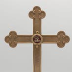 Reliekkruis met heilig kruis reliek - Messing - 1850-1900