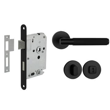 Deurbeslag set met WC-slot en deurklink Luxor mat zwart g..., Ophalen of Verzenden, Klink of Kruk