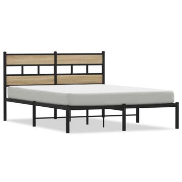 Bedframe 140x200 metaal/eik -35% Retour deal, weg is weg!, Verzenden, Tweepersoons, 140 cm, Zo goed als nieuw