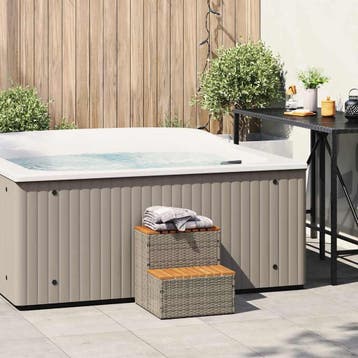 vidaXL Hottub-opstap 50x50x50,5cm poly rattan&massief, Verzenden, Nieuw