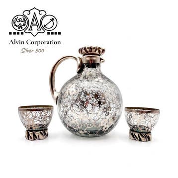Raro ed Elegante Set da Liquore Art Nouveau in Vetro e
