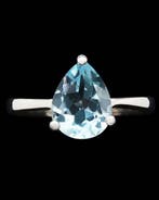 Topaas - Zilver, L’Éclat du Lagon – Blauwe Topaas Ring –, Antiek en Kunst