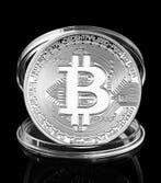 Bitcoin munt, zilverkleur, in opbergdoosje, Verzenden