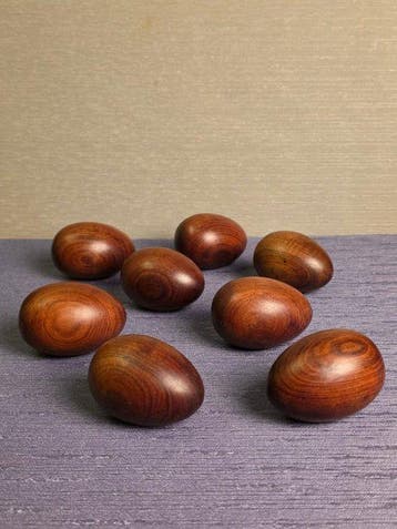 sculptuur, Organic Eggs - 45 mm - teakhout