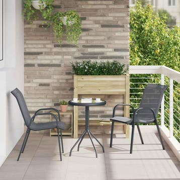 vidaXL Tuin Bistro Set 3 st Grijs Staal, Verzenden, Nieuw