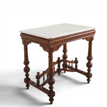 Table dappoint - Noyer, Marbre - XIXe siècle, Antiquités & Art