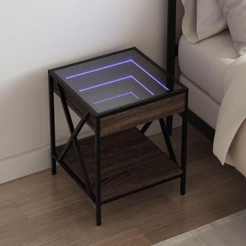 vidaXL Nachtkastje met Infinity LED 40x40x49 cm bruin, Verzenden, Nieuw