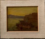 Arturo Terracina (1882-1951) - Marina con barche e pescatori
