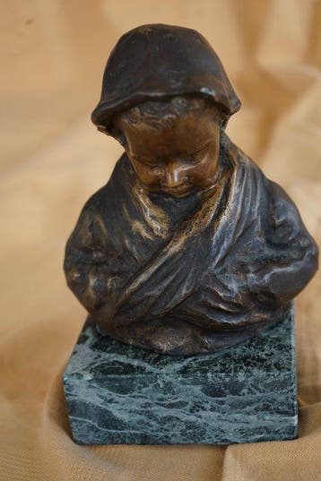 Beeld, Scugnizzo - 20 cm - Brons, Marmer