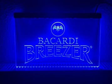 Bacardi breezer neon bord lamp LED cafe verlichting reclame, Verzenden