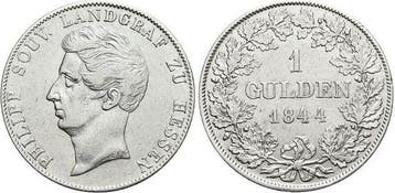 Gulden 1844 Hessen-homburg Philipp 1839-1846, Verzenden, België