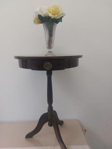 Bijzettafel - Beuken - Gueridon kolomtafel 1970
