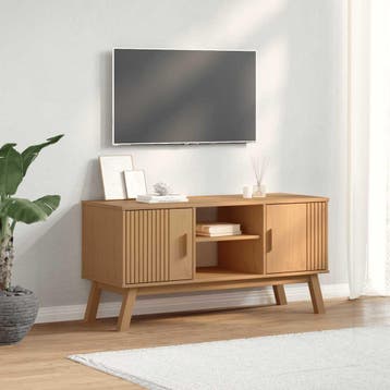 vidaXL Tv-meubel OLDEN 114x43x57 cm massief grenenhout bruin, Verzenden