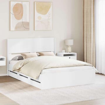 vidaXL Bedframe met opbergruimte en hoofdbord Wit 160 x 200, Huis en Inrichting, Slaapkamer | Bedden, Verzenden, Nieuw