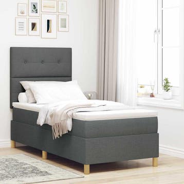 vidaXL LED Box Spring Bed met hoofdeinde Donkergrijs 90 x, Verzenden