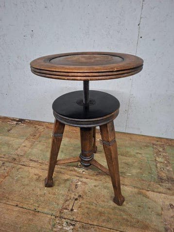 Tabouret - Chêne - Tabouret de piano en chêne et cuir