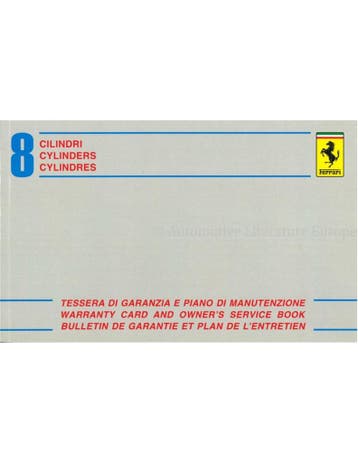 1981 FERRARI 308 GTBi GTSi MONDIAL 8 GARANTIE & SERVICEBOEK