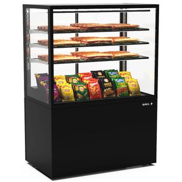 Neutrale Vitrine | INTEGRA | Zwart | 4 Niveaus | Wielen, Verzenden, Nieuw in verpakking