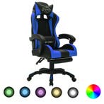 vidaXL Racestoel met RGB LED-verlichting kunstleer blauw en, Verzenden