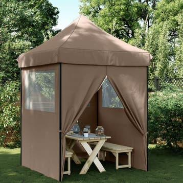vidaXL Partytent inklapbaar pop-up met 4 zijwanden bruin, Verzenden, Nieuw