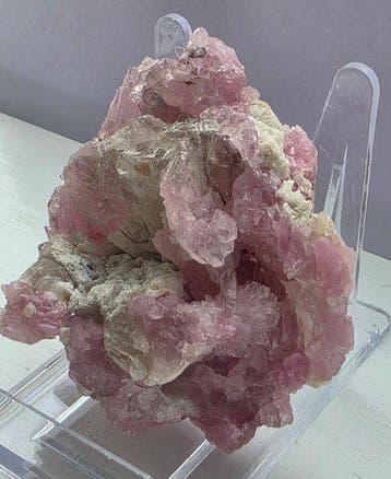 Gekristalliseerde rozenkwarts Kristalcluster - Hoogte: 10 cm