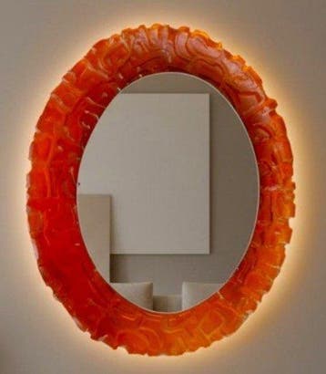 Wandspiegel - Perspex - Een grote achterverlichte ovale, Antiek en Kunst