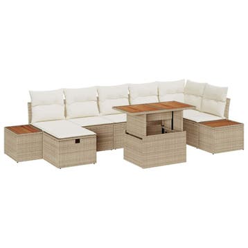 vidaXL Tuinbank Set 8 st Beige poly rattan, Verzenden