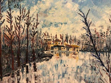 European School (c. 1960) - A Frozen Lake, Antiquités & Art