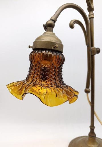 Tafellamp - Messing, Glas, Antiek en Kunst