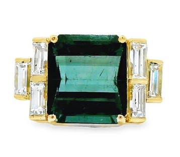 Bague - 14 carats Or jaune - 5.05ct. tw. Tourmaline -, Handtassen en Accessoires, Ringen, Nieuw