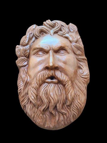 sculptuur, Decorazione Testa Bacco - 34 cm - Gegoten steen