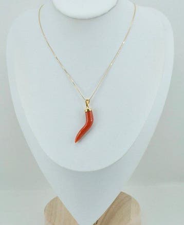 Corail - Argent, Plaqué or - Collier avec pendentif -