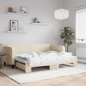 vidaXL Slaapbank met onderschuifbed 80x200 cm stof, Verzenden, Nieuw