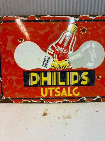 Philips Gloeilampen – Utsalg – Emaille Reclamebord - Emaille, Antiek en Kunst