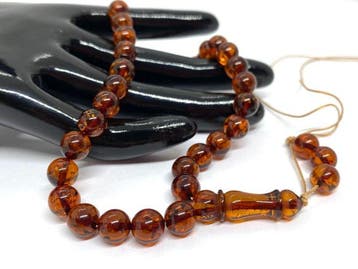 Glanzende Cognac Baltische Amber Islamitische 33+3, Nieuw