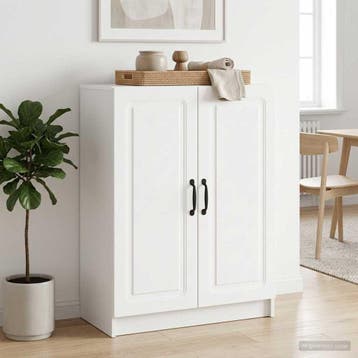 vidaXL Dressoir Hoogglans Wit 66 x 34,5 x 87 cm Bewerkt hout, Huis en Inrichting, Kasten | Dressoirs, Verzenden, Nieuw