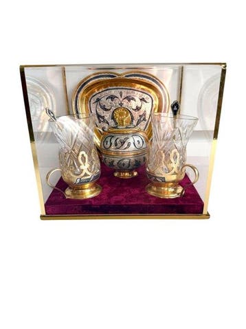 Silver-Gilt & Niello - Koffie- en theeservies (6) - .875 (84