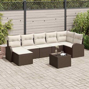 vidaXL Bankstel 8 st Bruin poly rattan, Verzenden