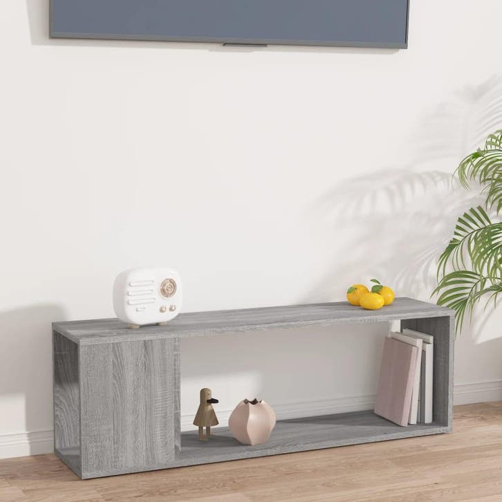 vidaXL Tv-meubel 100x24x32 cm bewerkt hout grijs sonoma, Maison & Meubles, Armoires | Bibliothèques, Envoi