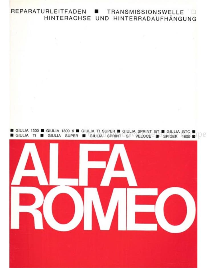 1966 ALFA ROMEO GIULIA CARDAN-AS | ACHTERAS EN, Autos : Divers, Modes d'emploi & Notices d'utilisation