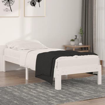 vidaXL Bedframe massief hout wit 75x190 cm, Huis en Inrichting, Verzenden, Nieuw