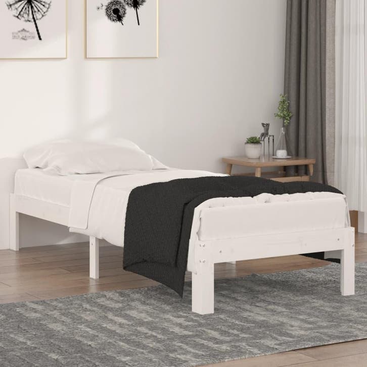 vidaXL Bedframe massief hout wit 75x190 cm, Maison & Meubles, Chambre à coucher | Lits, Envoi